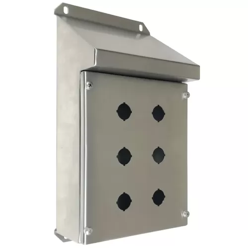 IP-SSSRPB6 Pushbutton Enclosure Sloping Roof Stainless Steel